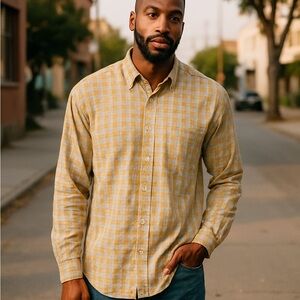 Zanzara Classic Beige Plaid Men's Shirt